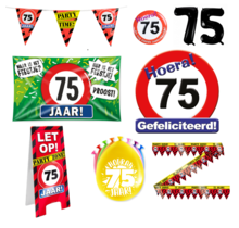 75 jaar verjaardag versiering pakket verkeersbord XL