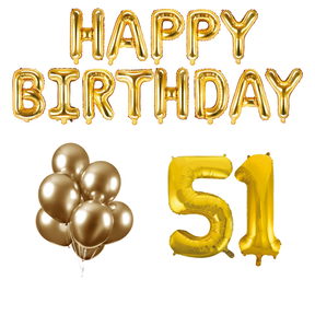 51 jaar Verjaardag Versiering Ballon Pakket Goud