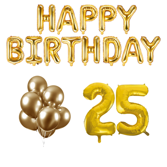 25 jaar Verjaardag Versiering Ballon Pakket Goud