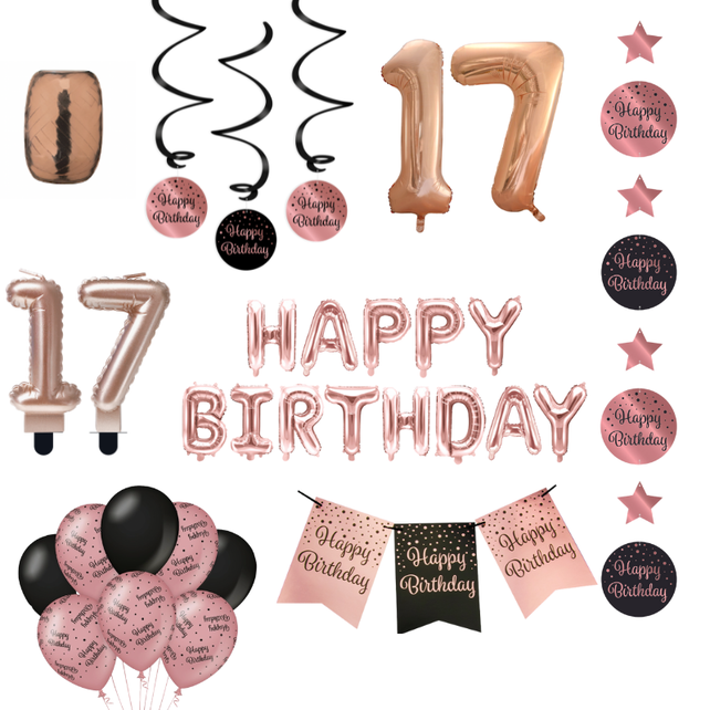17 jaar Verjaardag Versiering Pakket Rose Gold