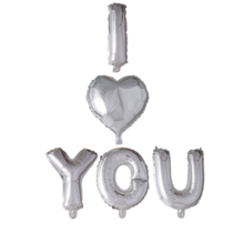 Folieballon Letters I "hartje" You zilver 41cm