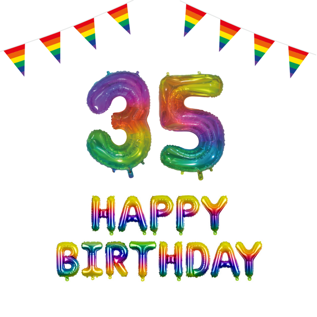 35 jaar Verjaardag Versiering Pakket Regenboog