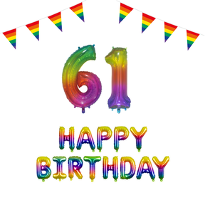 61 jaar Verjaardag Versiering Pakket Regenboog