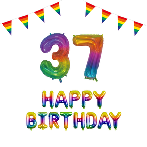 37 jaar Verjaardag Versiering Pakket Regenboog