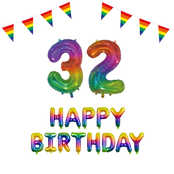 32 jaar Verjaardag Versiering Pakket Regenboog