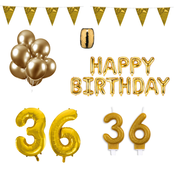 36 jaar Verjaardag Versiering Pakket Goud