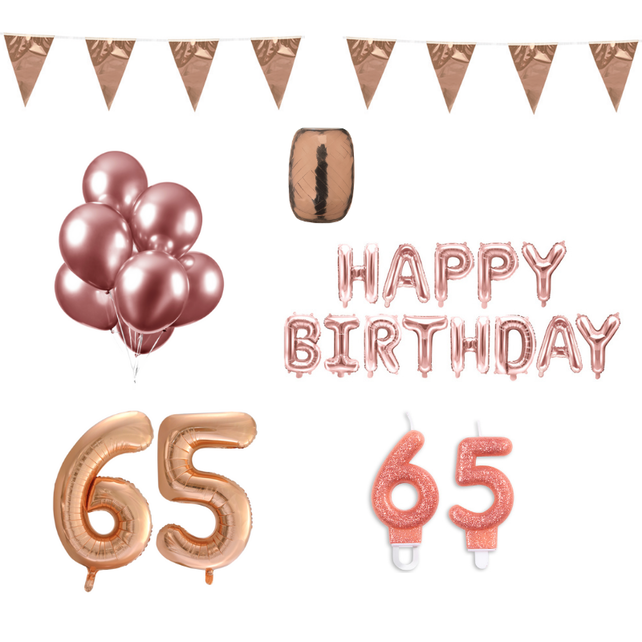 65 jaar Verjaardag Versiering Pakket Rosé Goud