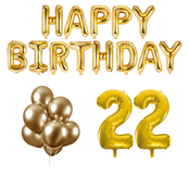 22 jaar Verjaardag Versiering Ballon Pakket Goud
