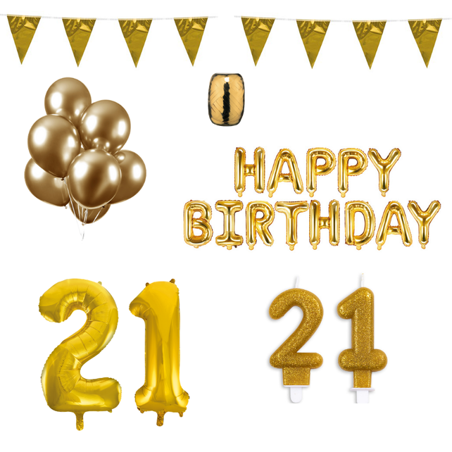 21 jaar Verjaardag Versiering Pakket Goud