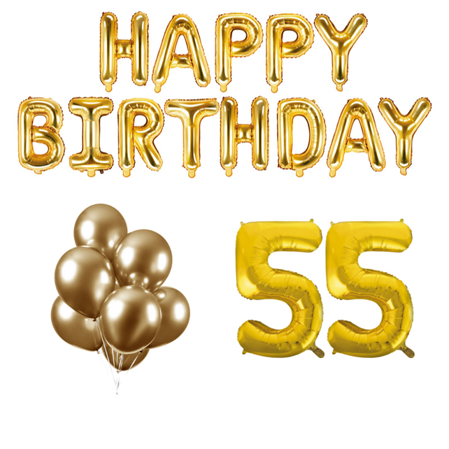 55 jaar Verjaardag Versiering Ballon Pakket Goud