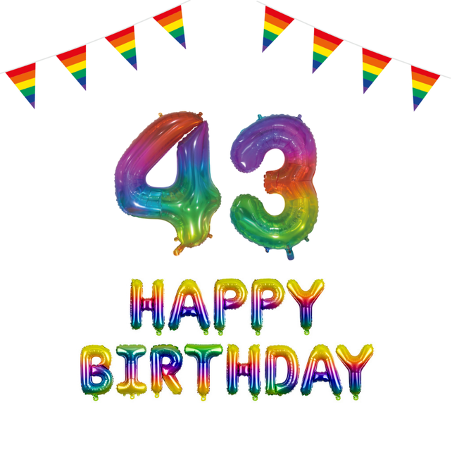 43 jaar Verjaardag Versiering Pakket Regenboog