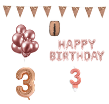 3 jaar Verjaardag Versiering Pakket Rosé Goud
