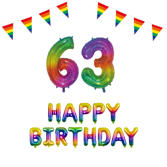 63 jaar Verjaardag Versiering Pakket Regenboog