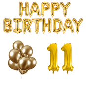 11 jaar Verjaardag Versiering Ballon Pakket Goud 11 jaar Verjaardag Versiering Ballon Pakket Goud