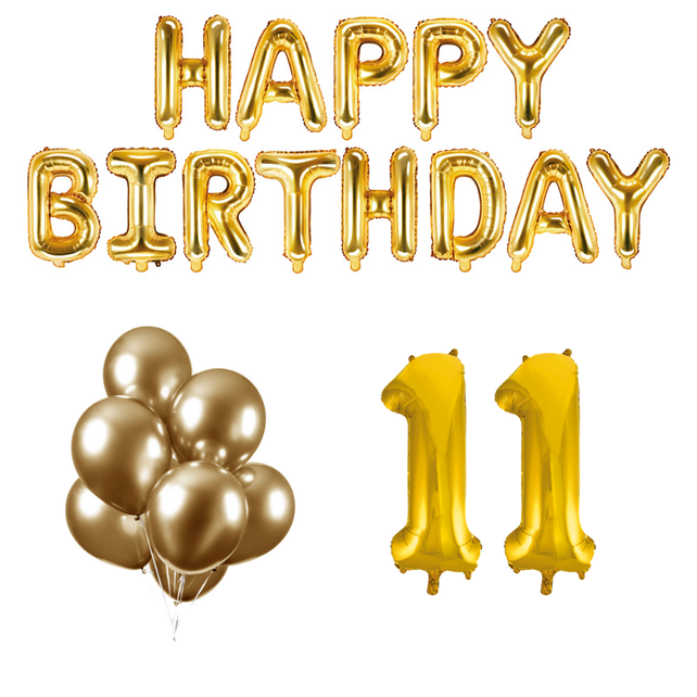 11 jaar Verjaardag Versiering Ballon Pakket Goud 11 jaar Verjaardag Versiering Ballon Pakket Goud