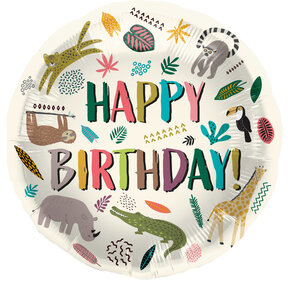 Folieballon Zoo Party - 45 cm - Happy Birthday