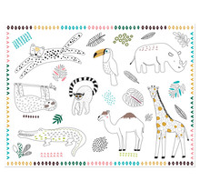 Placemats Kleurplaten Zoo Party - 6 stuks