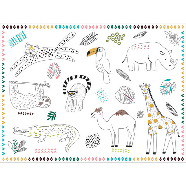 Placemats Kleurplaten Zoo Party - 6 stuks