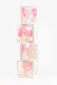 Doorzichtige ballon blokken baby Girl - incl 20 roze en 20 witte ballonnen