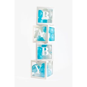 Doorzichtige ballon blokken baby Boy - incl 20 blauwe en 20 witte ballonnen