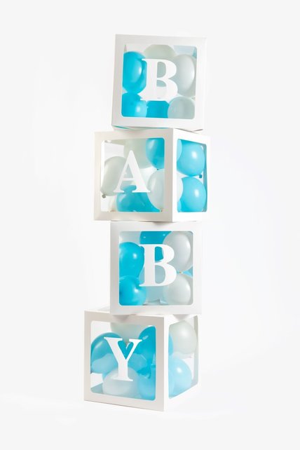 Doorzichtige ballon blokken baby Boy - incl 20 blauwe en 20 witte ballonnen