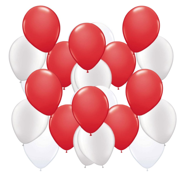 20 rode en 20 witte ballonnen 5 inch - 13cm