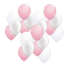 20 baby roze en 20 witte ballonnen 5 inch - 13cm