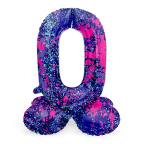 Staande Folieballon Cijfer 0 Paint Splash - 72 cm