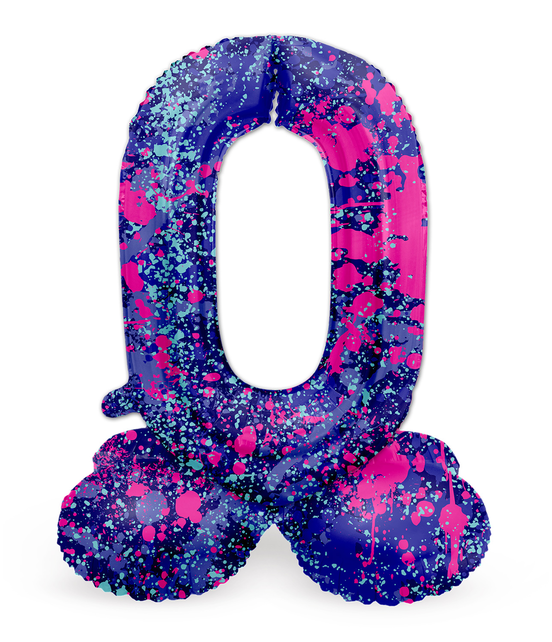 Staande Folieballon Cijfer 0 Paint Splash - 72 cm