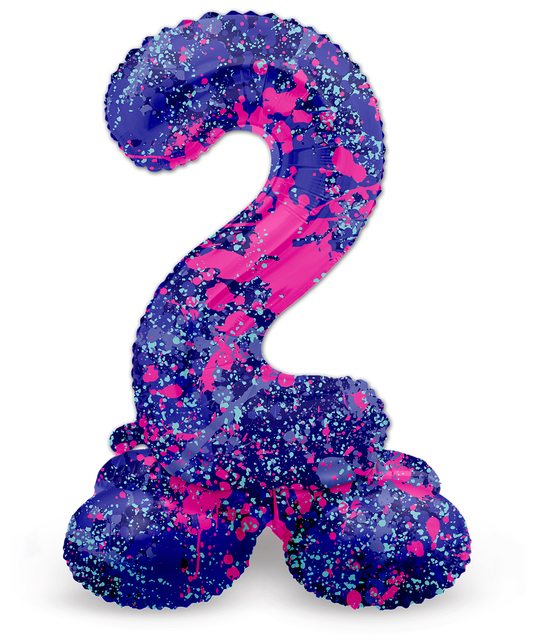 Staande Folieballon Cijfer 2 Paint Splash - 72 cm
