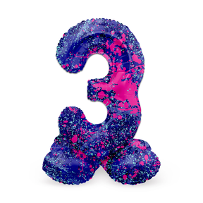 Staande Folieballon Cijfer 3 Paint Splash - 72 cm