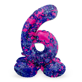 Staande Folieballon Cijfer 6 Paint Splash - 72 cm