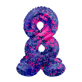 Staande Folieballon Cijfer 8 Paint Splash - 72 cm