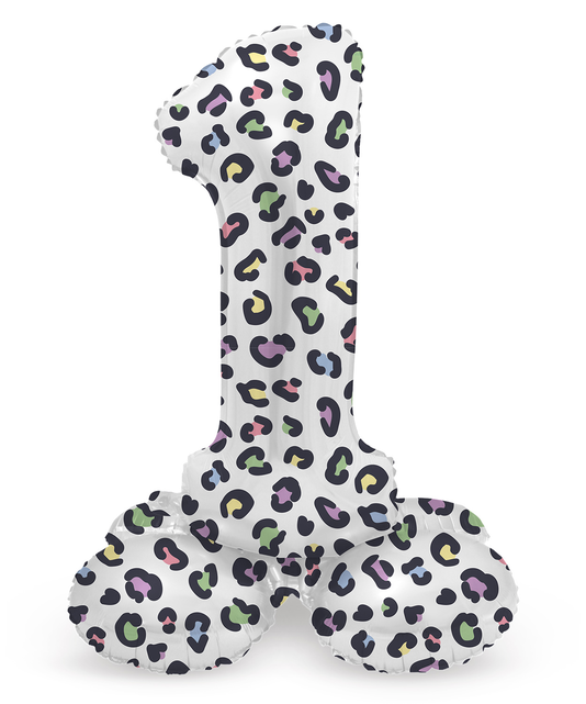 Staande Folieballon Cijfer 1 Bright Panther - 72 cm