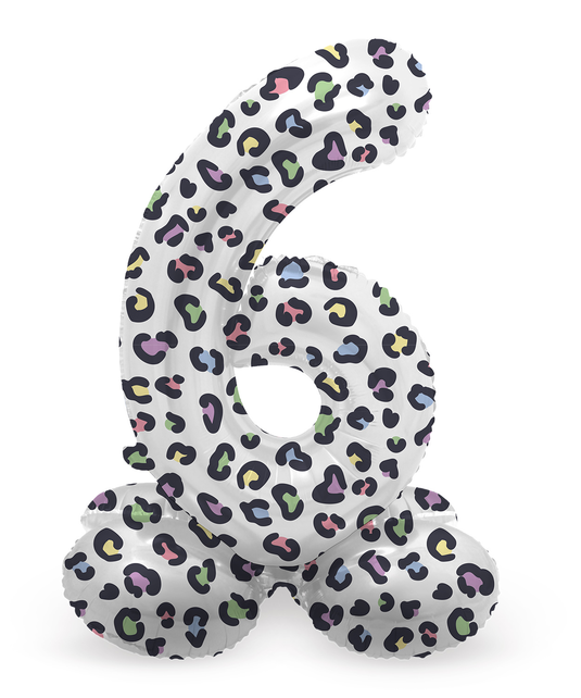 Staande Folieballon Cijfer 6 Bright Panther - 72 cm