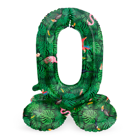 Staande Folieballon Cijfer 0 Jungle Vibe - 72 cm