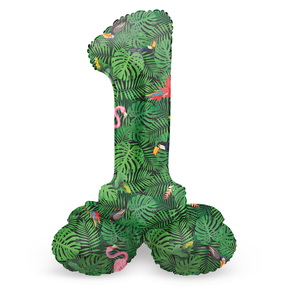 Staande Folieballon Cijfer 1 Jungle Vibe - 72 cm
