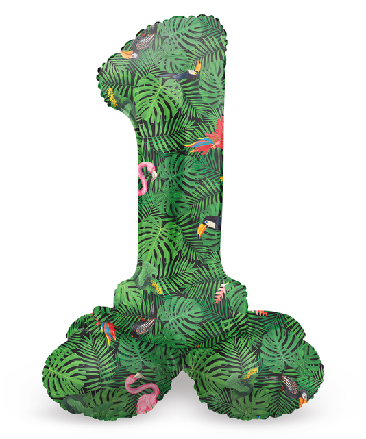 Staande Folieballon Cijfer 1 Jungle Vibe - 72 cm