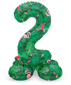 Staande Folieballon Cijfer 2 Jungle Vibe - 72 cm