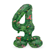 Staande Folieballon Cijfer 4 Jungle Vibe - 72 cm