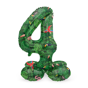 Staande Folieballon Cijfer 4 Jungle Vibe - 72 cm
