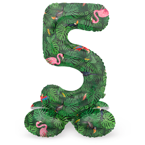 Staande Folieballon Cijfer 5 Jungle Vibe - 72 cm