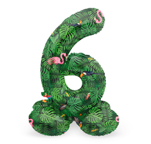 Staande Folieballon Cijfer 6 Jungle Vibe - 72 cm