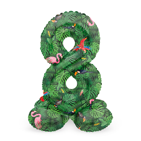 Staande Folieballon Cijfer 8 Jungle Vibe - 72 cm