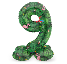 Staande Folieballon Cijfer 9 Jungle Vibe - 72 cm