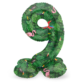 Staande Folieballon Cijfer 9 Jungle Vibe - 72 cm