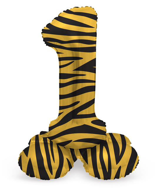 Staande Folieballon Cijfer 1 Tiger Chic - 72 cm