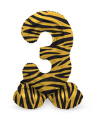 Staande Folieballon Cijfer 3 Tiger Chic - 72 cm