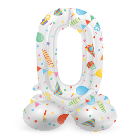 Staande Folieballon Cijfer 0 Joyful Party - 72 cm