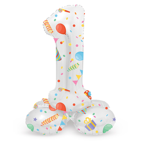 Staande Folieballon Cijfer 1 Joyful Party - 72 cm